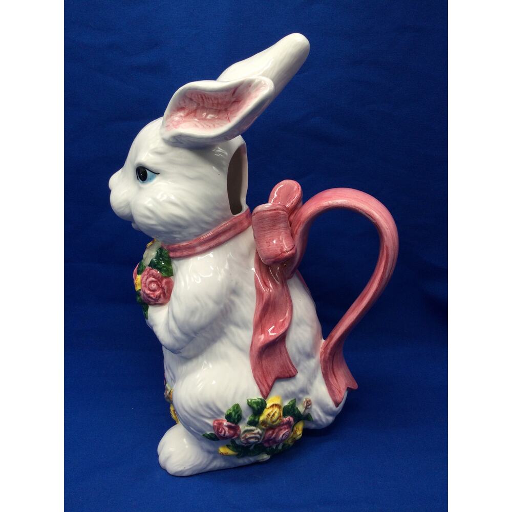 Vintage New Debco Intl Ceramic Spring Rabbit Pitcher
